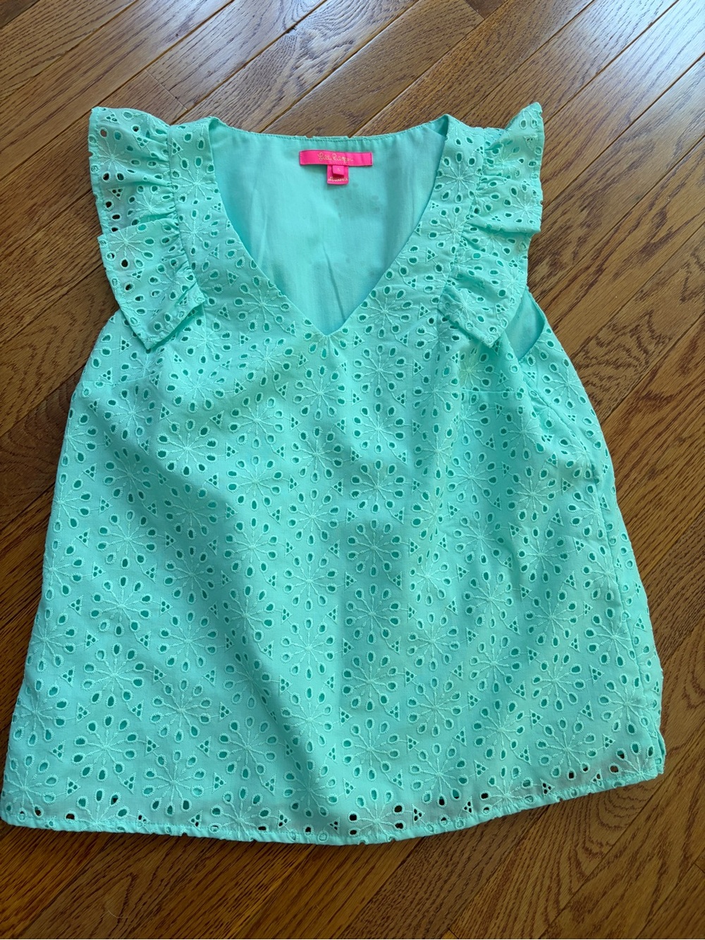 Lilly Pulitzer Mint Eyelet Ruffle Tank Top